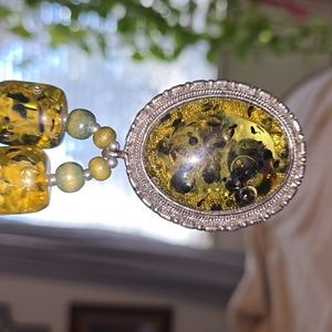 Chunky Green Amber Necklace